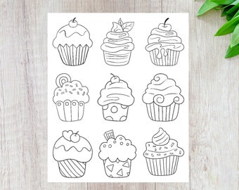 Cupcake Ausmalaufkleber, Ausmalbild Für Erwachsene, Kinder Sommer Aktivitäten, Color your own Sticker, Kinder Aktivität, Kinder Basteln