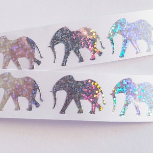 Holographic safari elephant baby shower sticker gifts