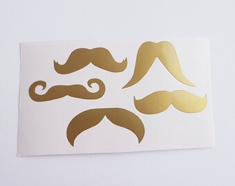 5 Mustache stickers, Mustache party decorations, Cup decals, Mustache labels