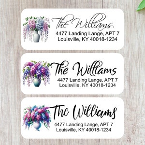 Etiquetas de dirección de glicina, etiquetas de dirección florales, etiquetas de dirección personalizadas, etiquetas de dirección de remitente, etiquetas de dirección personalizadas, etiquetas de correo