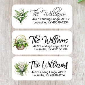 Etiquetas adhesivas personalizadas de dirección de lirio de los valles: elegantes etiquetas de remitente personalizadas