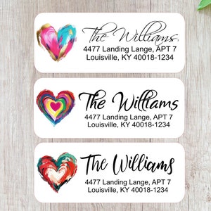 Aangepaste adresetiketten met artistiek hartontwerp - Gepersonaliseerde retouradresstickers voor bruiloften, uitnodigingen of dagelijks gebruik