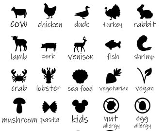 Wedding Meal Choice Stickers – Elegant Food Icons for Place Cards and Event Planning