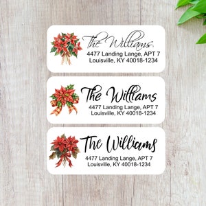 Etiquetas de dirección con diseño de flor de pascua, etiquetas de dirección para fiestas, etiquetas de dirección para Navidad, etiquetas de dirección personalizadas, etiquetas de dirección personalizadas, dirección de remitente