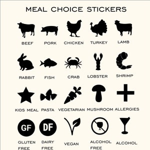 Sticker trouwmenu – aangepaste vinylsticker voor bruiloftsborden | Elegant menu voor receptie, zitgelegenheid of buffettafel