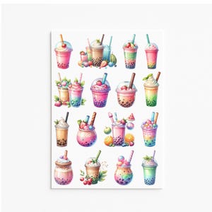 Bubble Tea-stickers, Drankstickers, Boba-stickers, Melkthee, Boba-thee, Theeliefhebber, Boba-tijd, Zoete drankstickers, Zomer, Fruit
