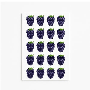 Hoja de pegatinas de moras / Pegatinas de frutas de vinilo mate / Bonitas calcomanías de moras para diarios, agendas y manualidades