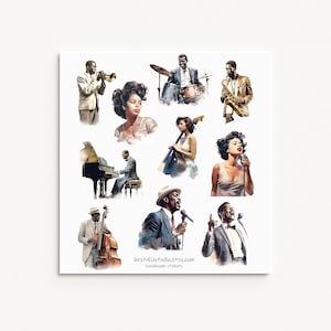 Musiker Aufkleber, musikalische Kunst, Musiker Geschenke, Jazz Illustration, Musikliebhaber, Jazz Kunst, Jazz-Enthusiast, Jazz-Fan