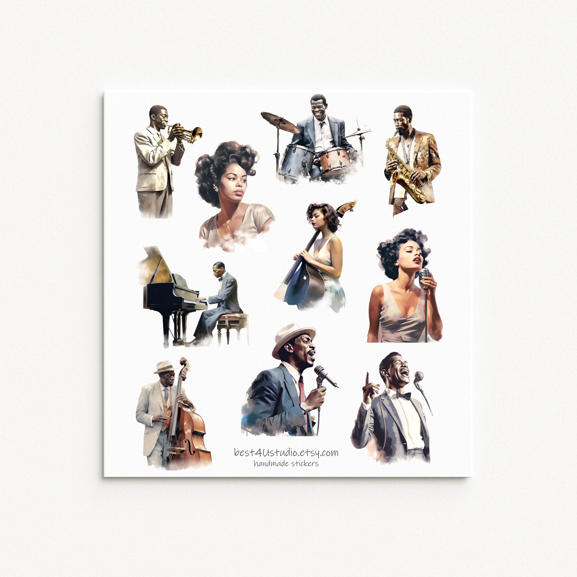 Jazz Singer Stickers: Vintage Music Art Decals - Etsy