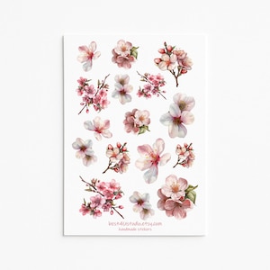 Pegatinas de flor de cerezo, pegatina de Sakura, pegatinas florales, primavera, Japón, pegatinas de planificador, naturaleza, rosa, diario, jardín, plantas, árboles