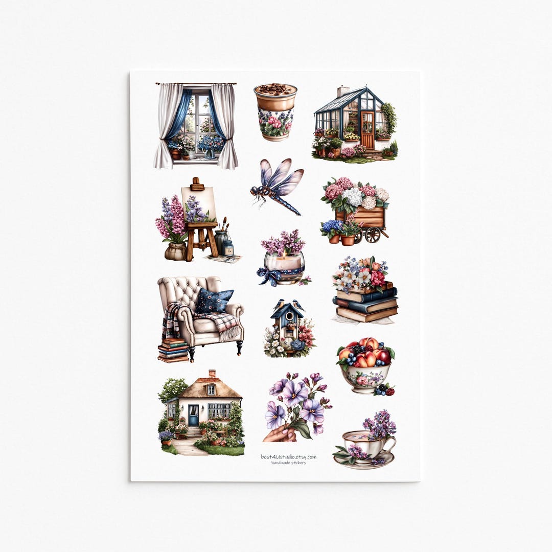 cottage-garden-sticker-set-cozy-home-reading-nook-for-journals-and