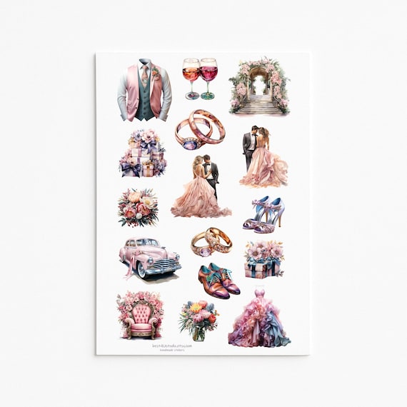 Wedding Sticker Set in trendy isolated on black background 5014363