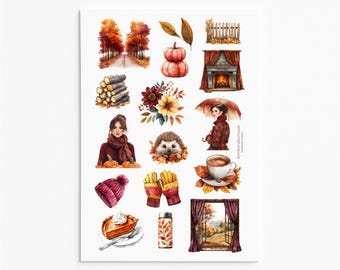 Autumn Girl Vinyl Sticker Sheet, Fall Aesthetic Stickers