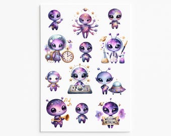 Pegatinas de extraterrestres, calcomanías de vinilo de ciencia ficción