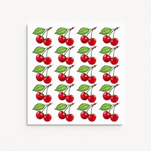 Hoja de pegatinas de cerezas / Pegatinas de frutas de vinilo mate / Lindas calcomanías de cerezas rojas para planificadores, diarios y manualidades