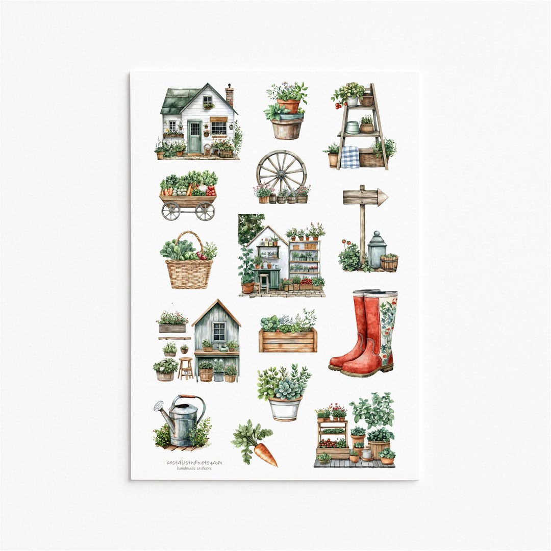 Garden Cottage Sticker Set Farmhouse Plants Flowers Planner Journal ...