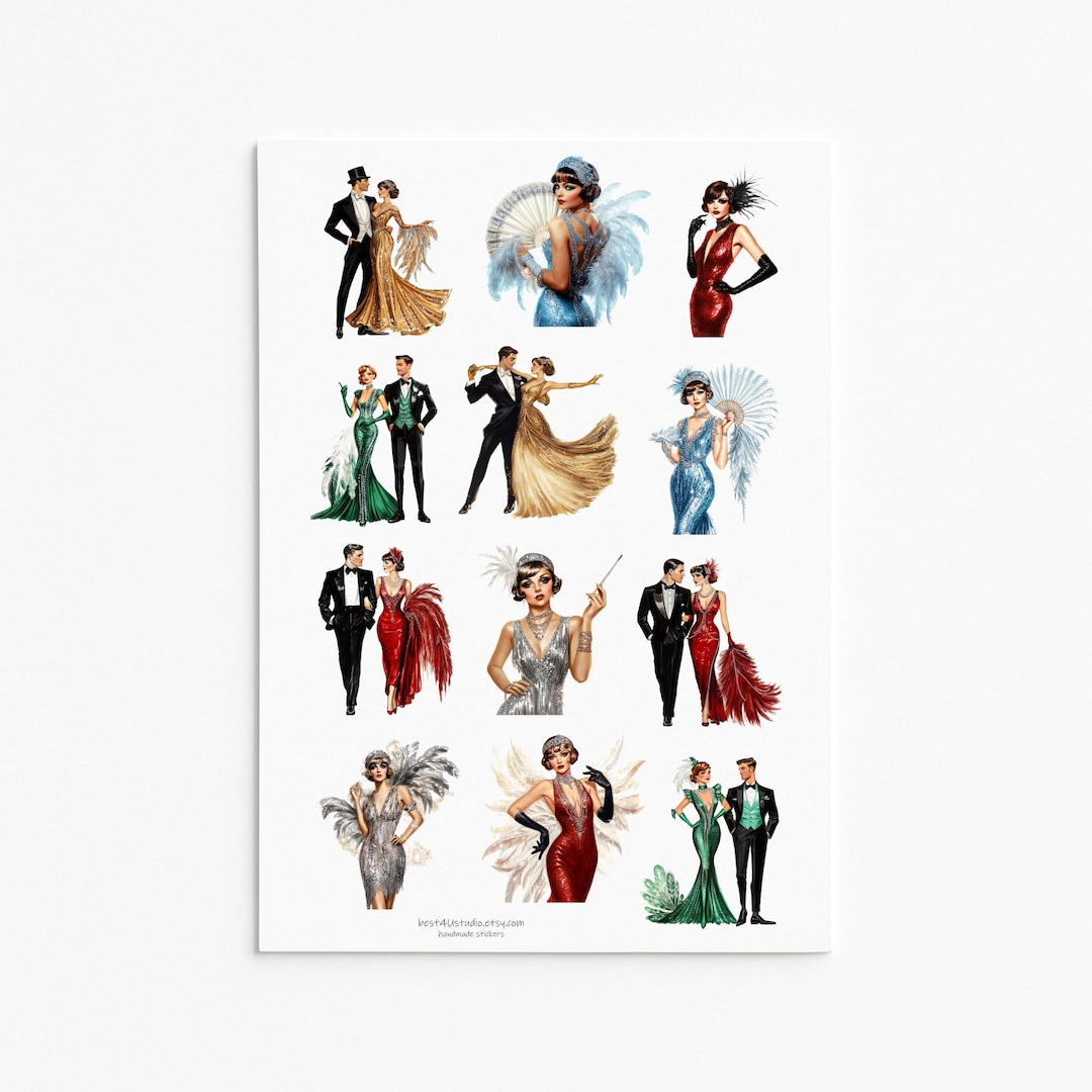Glamorous 1920s Gatsby Sticker Set – Art Deco Vintage Stickers for ...