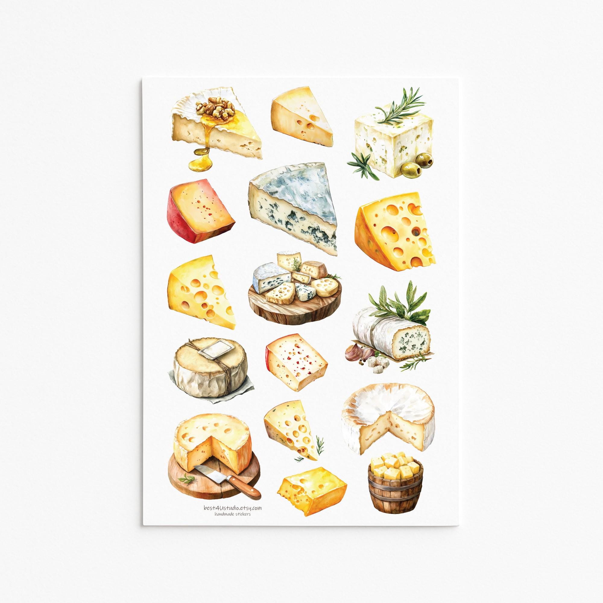 Cheese Lover Sticker Sheet – Gourmet Food Stickers, Charcuterie ...