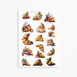 Adesivi per croissant gourmet: guarnizioni di frutta e pasticceria deliziosamente dettagliate