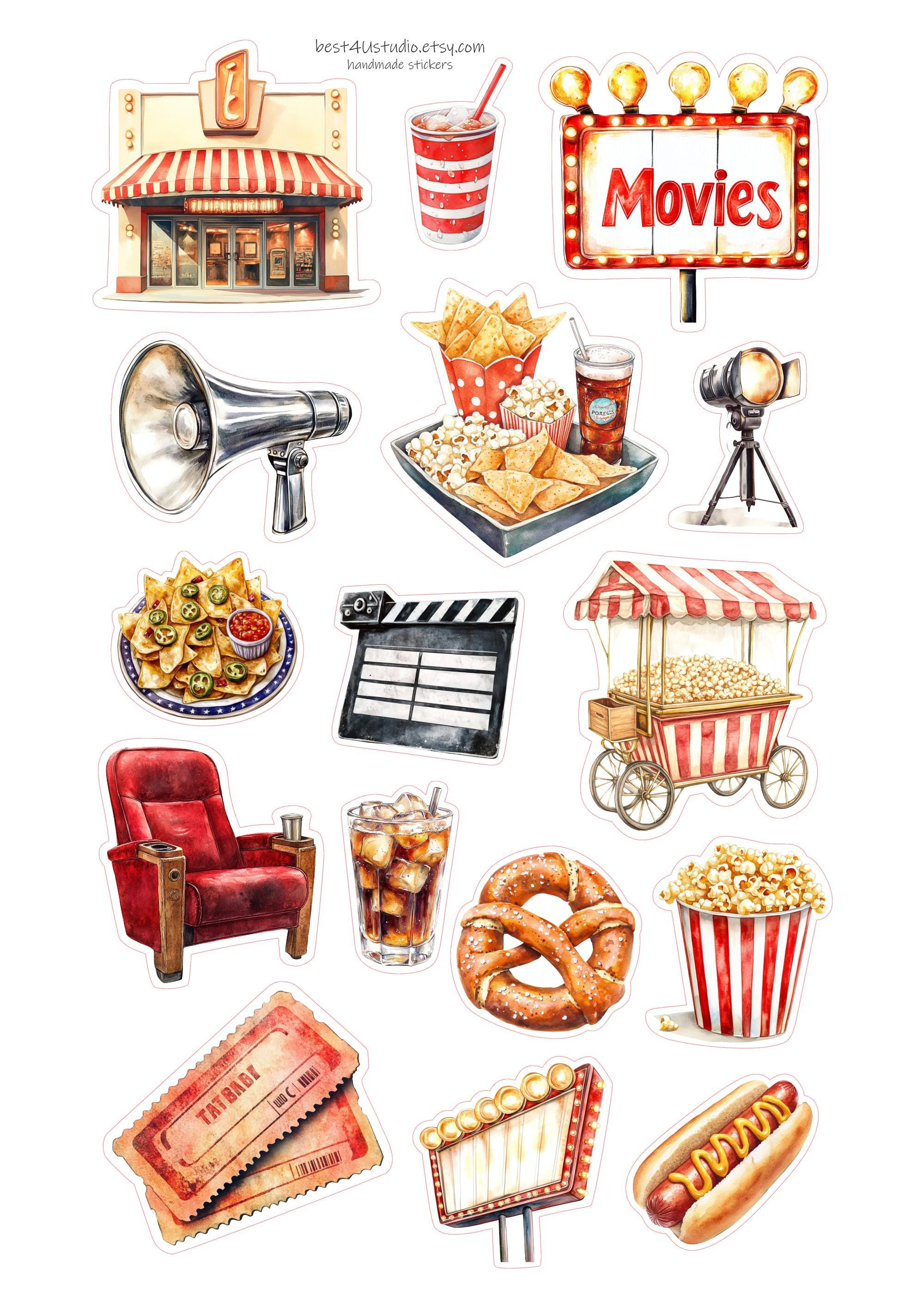 Movie Night Stickers for Journals Planners and Scrapbooks - Etsy