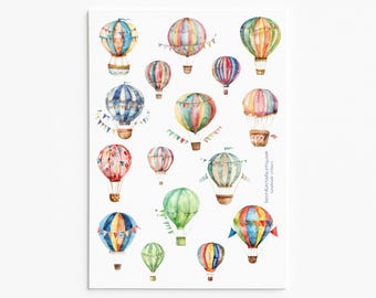 Adventure Awaits Stickers – Colorful Hot Air Balloon Collection for Dreamers and Travelers