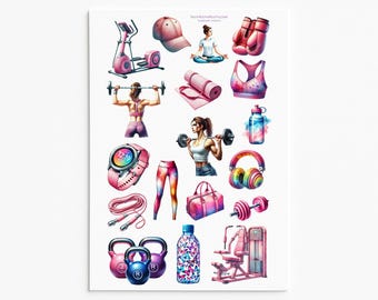 Fitness Lifestyle Stickers – Motivational Gym and Exercise Planner Decals for Journals and Scrapbooks