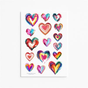 Stickers coeurs colorés : des coeurs peints aux couleurs vives pour l'amour et la joie