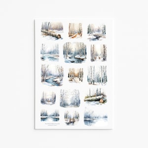 Stickers Winter Wonderland – Serene besneeuwde landschappen en berkenbossen