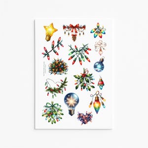 Christmas Light Sticker Sheet, Holiday Decoration, Festive Decor, Christmas Stickers