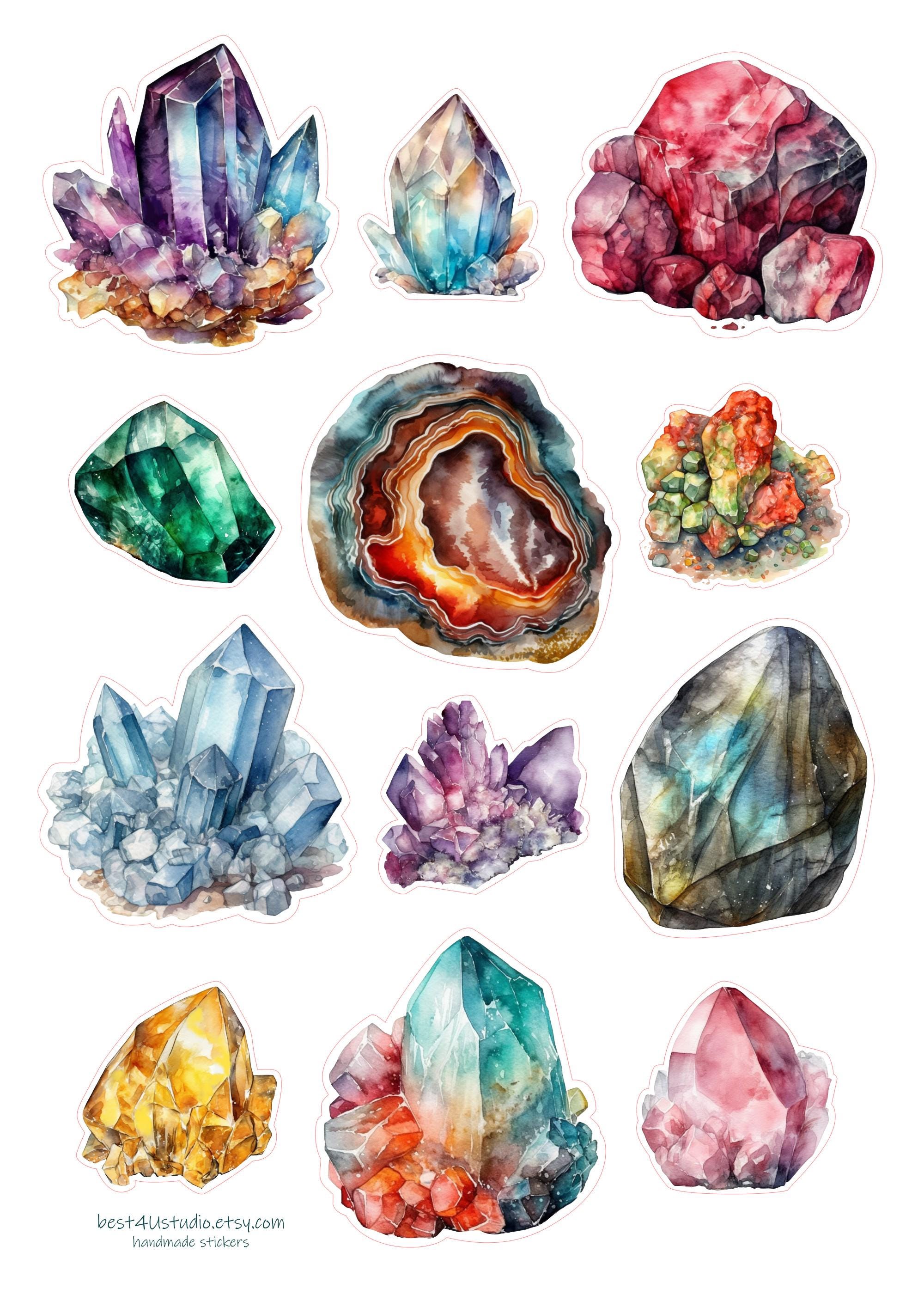 Crystal Sticker Set: Gem & Mineral Vinyl Decals - Etsy