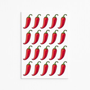 Adesivi di peperoncino, Adesivi di cibo piccante, Peperoncino, Cibo messicano, Illustrazione di peperoncino, Regali per buongustai, Amanti delle spezie, Peperone rosso, Cucina