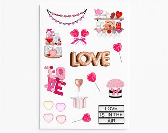 Valentine's Day Stickers: Love Theme Planner Stickers