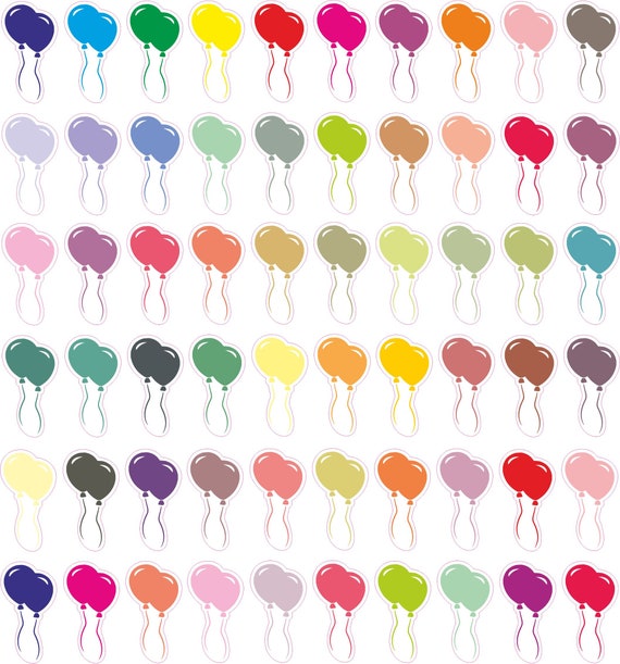 Mini balloon stickers, Small icon, Functional stickers, Multi colour,  Planner Stickers, Weekly stickers kit, Monthly stickers