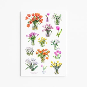 Stickers gemengde tulpenboeket - bloemenstickers voor lentedecor en scrapbooking