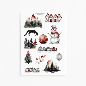 Set di adesivi "Nordic Winter Wonderland", adesivi in vinile natalizi scandinavi per agende, diari e progetti creativi
