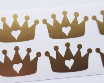 Pegatinas de corona: vinilo dorado con corazón - Decoración para fiestas