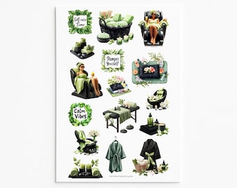 Luxurious Spa Day Stickers - Relaxing Self-Care Decal Set for Planners and Scrapbooks