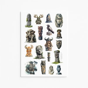 Norse Mythology Sticker Sheet with Viking Symbols Celtic Creatures for Journals Planners