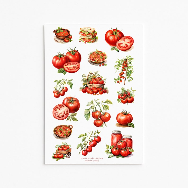 Tomato Sticker Rwards Fresh Tomato Garden Sticker Set - Farmers Market Vegetable Stickers ...