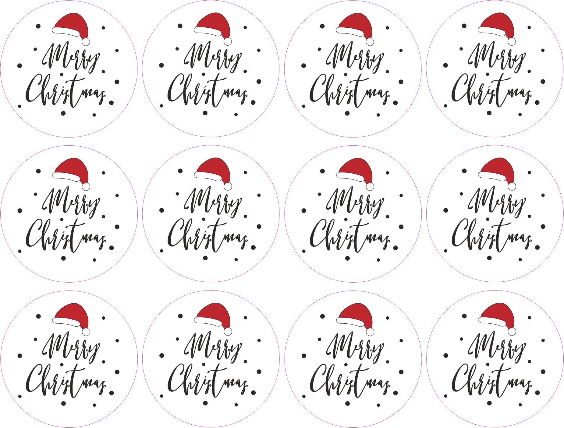 Merry Christmas round stickers christmas stickers gift Etsy