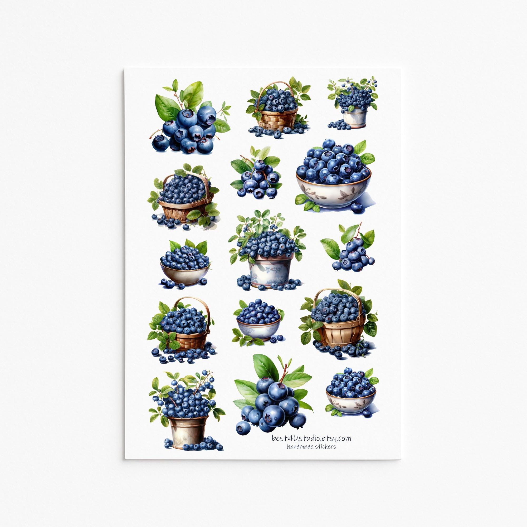 Blueberry Stickers – Sweet Botanical Stickers for Journaling ...