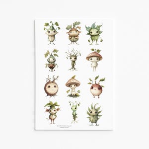 Stickers créatures botaniques - Pack d'autocollants animaux fantaisistes inspirés de la nature pour journaux, ordinateurs portables et cadeaux