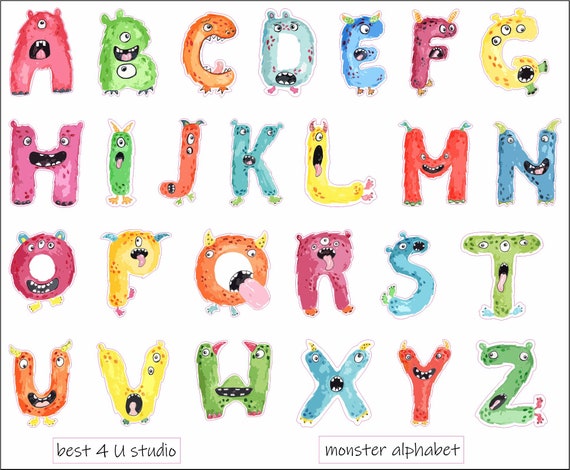 Monster Alphabet Stickers, ABC Stickers, Letter Stickers, Alphabet