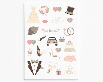 Just Married Sticker Sheet: Wedding Planner Stickers
