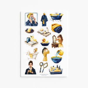 Lot de stickers en vinyle pour soins personnels pour le bain et la beauté pour journal, agenda, scrapbooking et Cosy Hygge Vibes