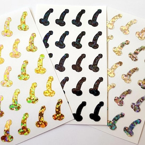 20 Holographic Penis Stickers, Bachelorette Party Favors