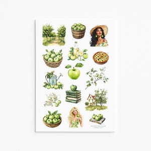 Cottagecore Apple Orchard Stickers: Vintage Fruit & Tea Designs