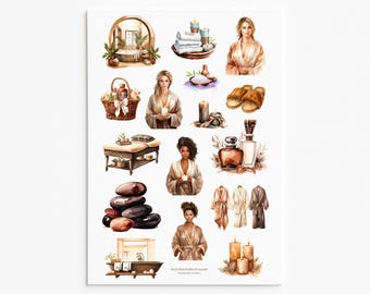 Spa Day Stickers: Relaxation, Wellness, Self-Care - Planner Decals