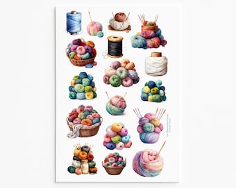 Yarn Lover Stickers – Colorful Skeins, Crochet Hooks & Knitting Art