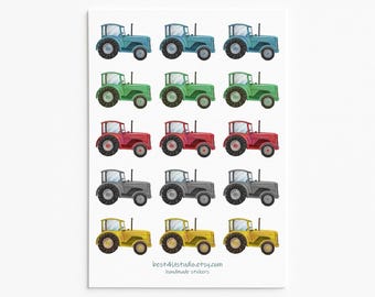 Adesivos de trator em aquarela: Transporte agrícola, 15 decalques de vinil